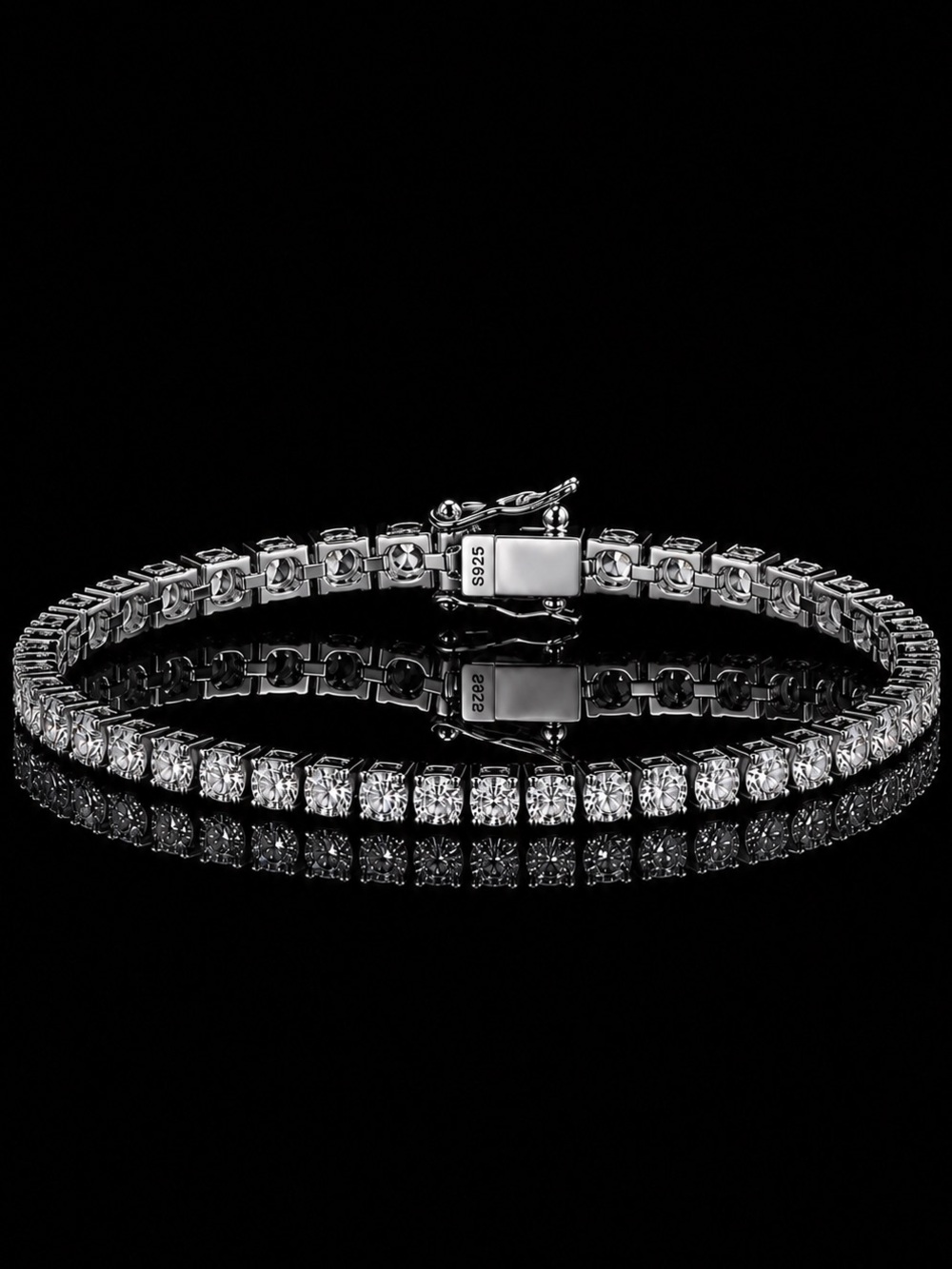 925 Silver, 14.4CTW Moissanite Tennis Bracelet - 8”
